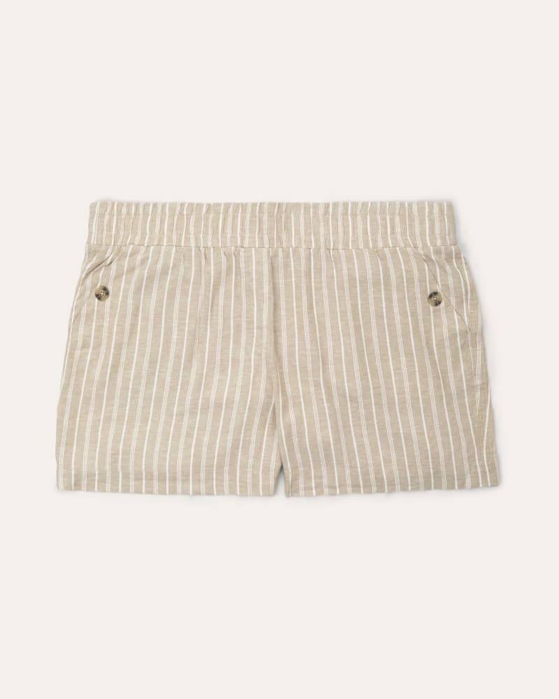 Front of plus size Delaney Pull On Striped Linen Short by BRIGGS | Dia&Co | dia_product_style_image_id:197337
